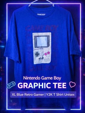 Nintendo Game Boy Graphic Tee XL Blue Retro Gamer